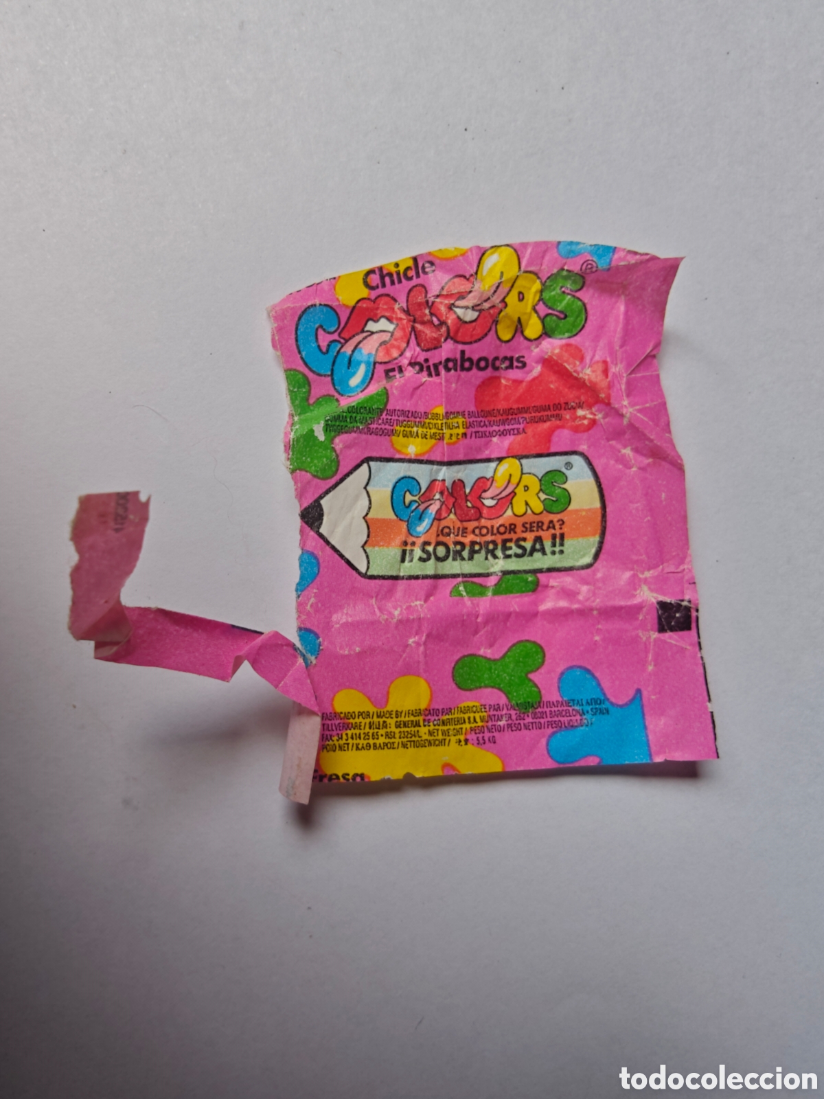 Sammeln alte Sammelbilder: Antiguo cromo envoltorio de chicle COLORS Pintabocas (A&ntilde;os 90) Kiosko vintage no bimbo panrico