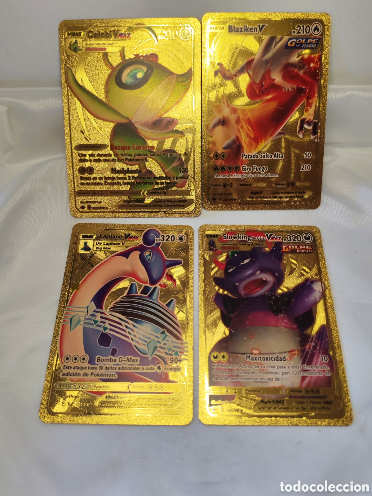 Collezionismo Figurine antiche: 4 Cartas Pokemon con acabado dorado.. &rdquo;Fan Art&rdquo;. Proxies. 2021/2022 (CL)