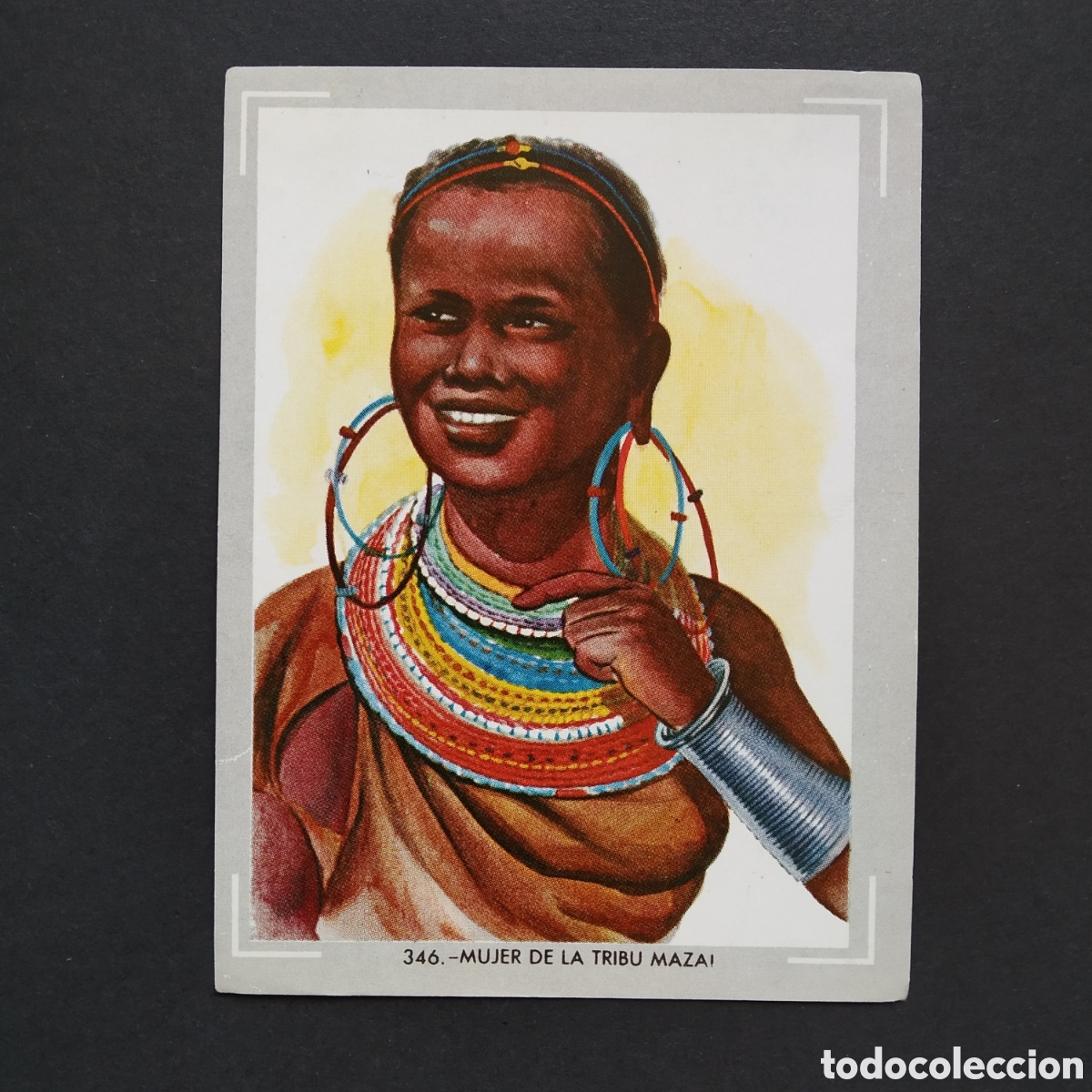Coleccionismo Cromos antiguos: CROMO - N&deg; 346 - MUJER DE LA TRIBU MAZAI - VIDA Y COLOR - ED &Aacute;LBUMES ESPA&Ntilde;OLES SA - 1965 (DESPEGADO)