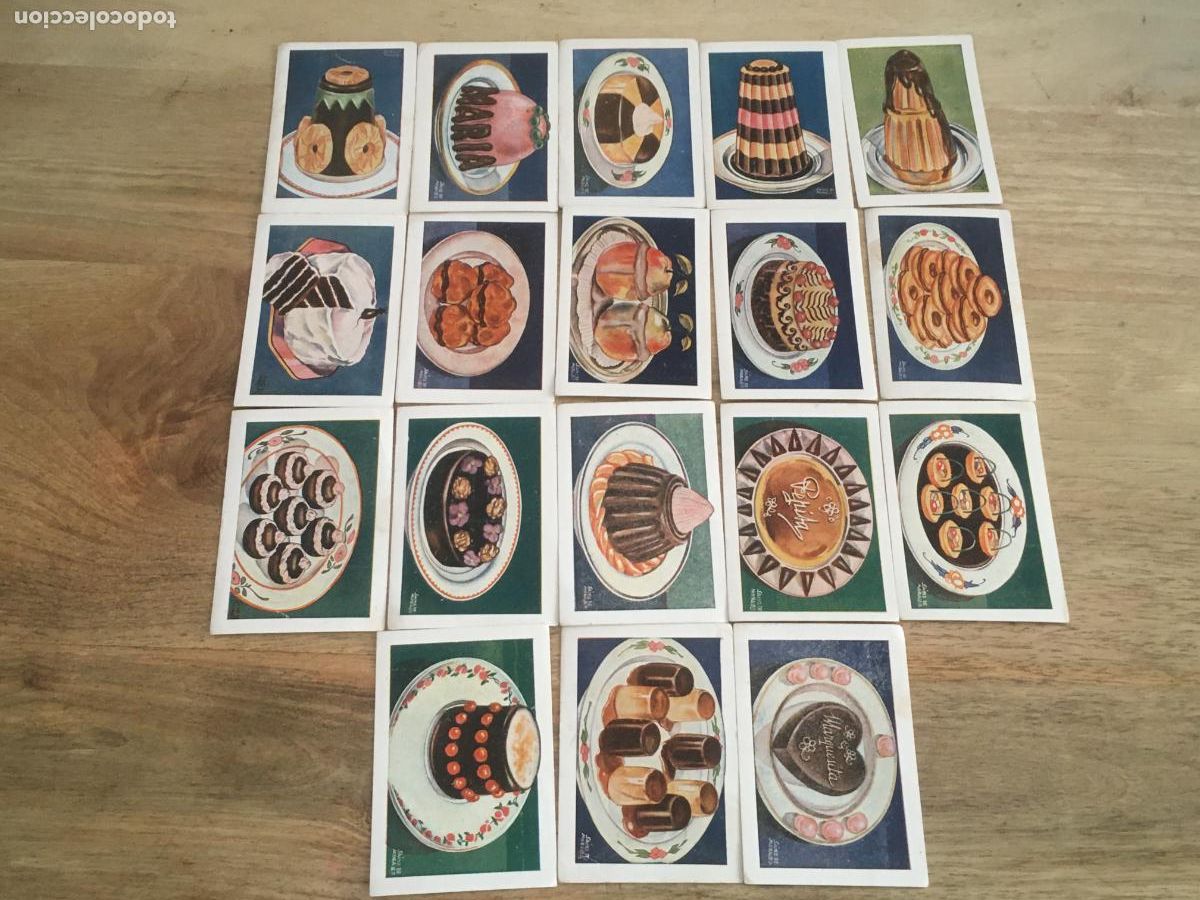 Coleccionismo Cromos antiguos: recetas postres chocolates amatller 18 cromos nunca pegados