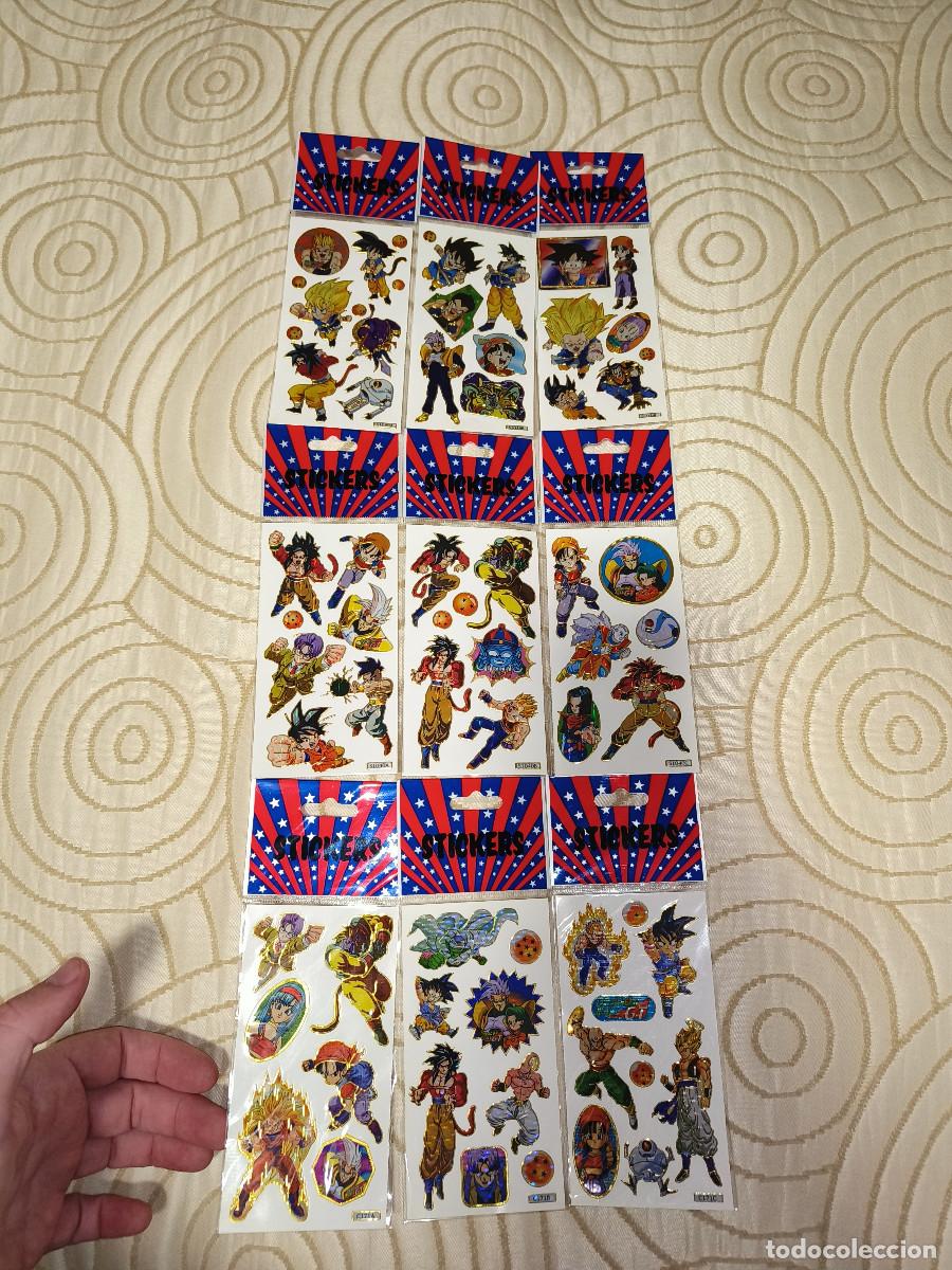 Coleccionismo Cromos antiguos: Coleccion completa 9 pliegos stickers a&ntilde;os 90 2000 Dragon ball Bola de Dragon Goku pegatinas