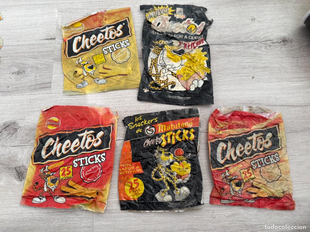 Coleccionismo Cromos antiguos: 5 bolsas vac&iacute;as Cheetos Sticks de Matutano