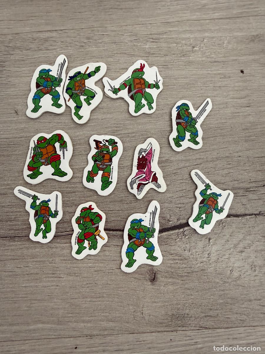 Coleccionismo Cromos antiguos: 11 premios Pegablandis de los chicles de Tortugas Ninja
