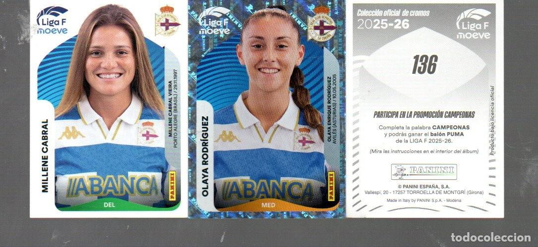 Coleccionismo Cromos antiguos: 14 CROMO LIGA FEMENINA DEL A&Ntilde;O 2026 LA CORU&Ntilde;A PANINI N&ordm; 125 128 129B 131A 131B 132 133 134A 134B