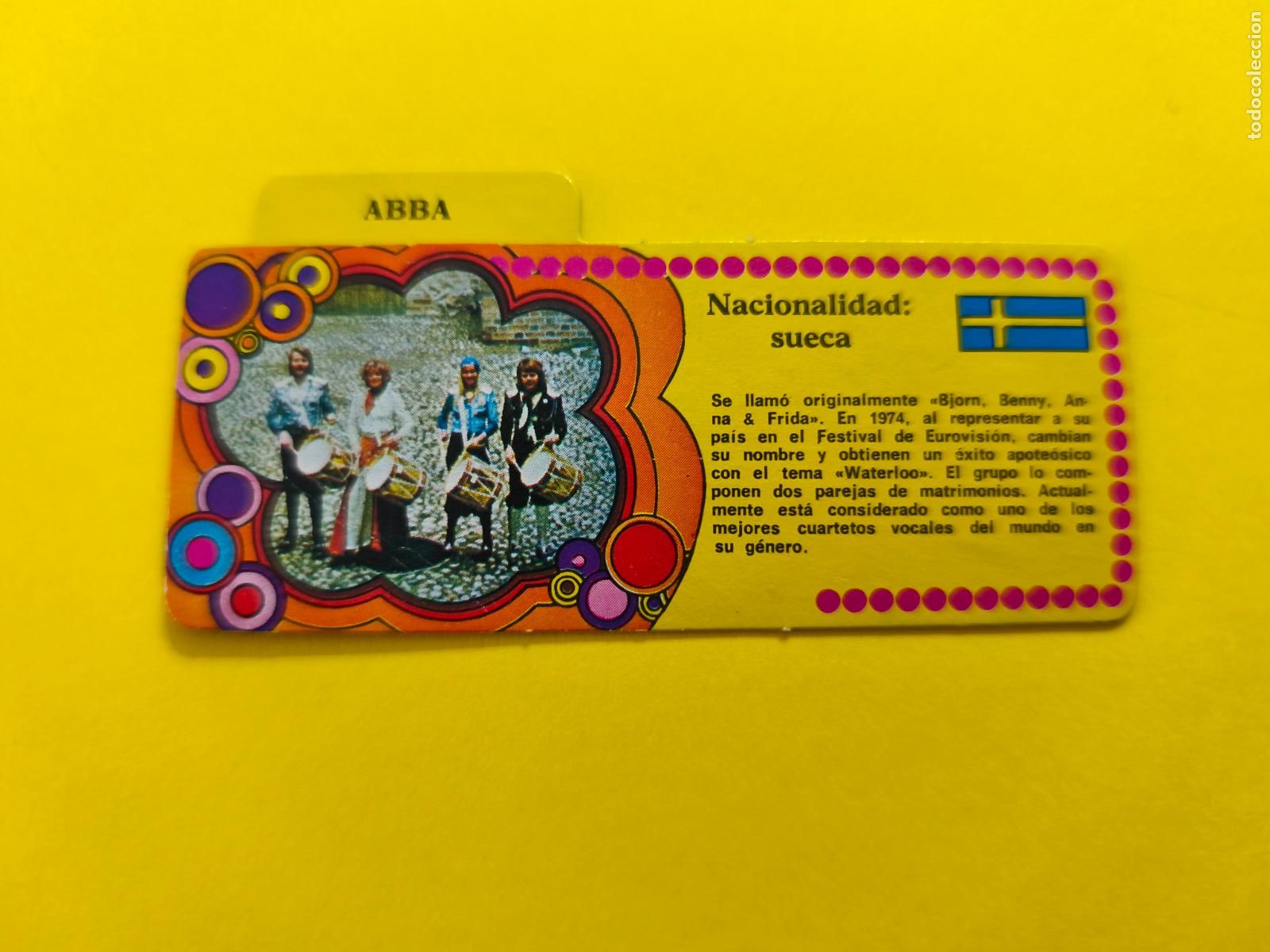 Coleccionismo Cromos antiguos: CROMO FICHA DE ABBA DE BIMBO A&Ntilde;O 197?