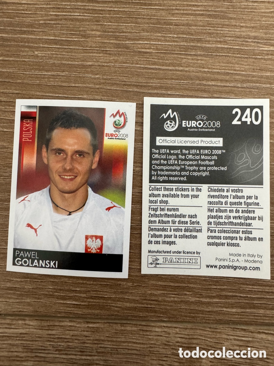 Coleccionismo Cromos antiguos: Pawel Golanski n&deg;240 Eurocopa 2008