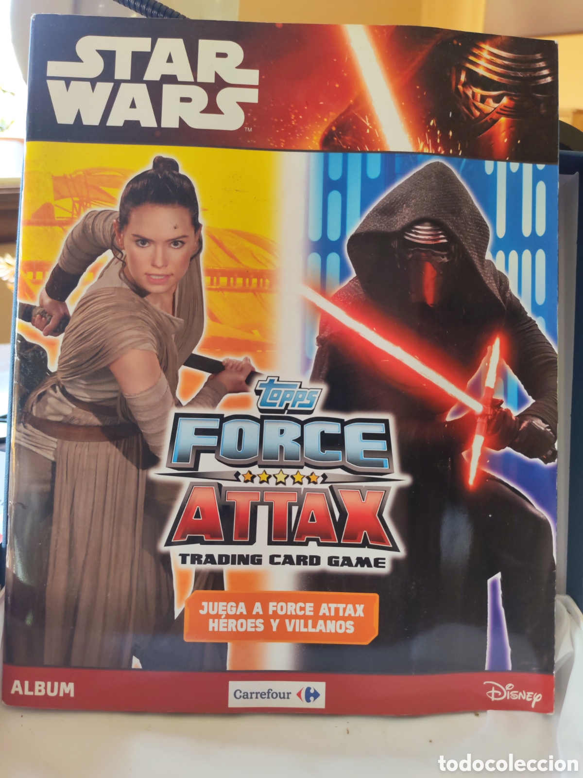 Coleccionismo Cromos antiguos: Album coleccionable cartas Juego marca Topss. &rdquo;Star Wars Force attax Trading Card game&rdquo;. Carrefour.