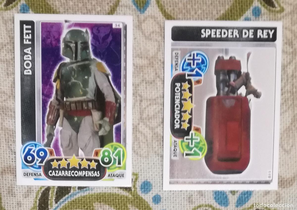 Coleccionismo Cromos antiguos: Lote de 2 cromos del album Star Wars Force Attax, Topps