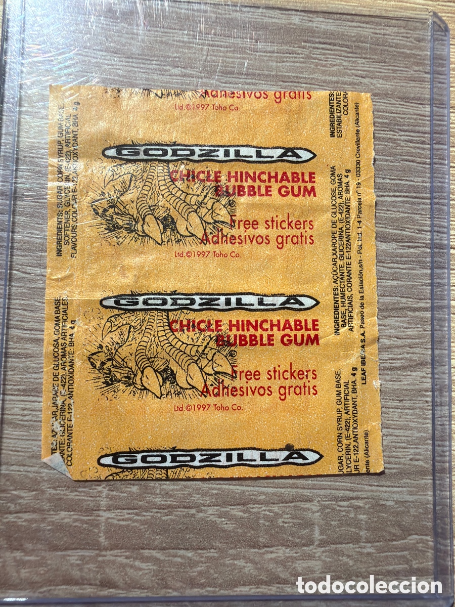 Coleccionismo Cromos antiguos: Emvoltorio chicle godzilla