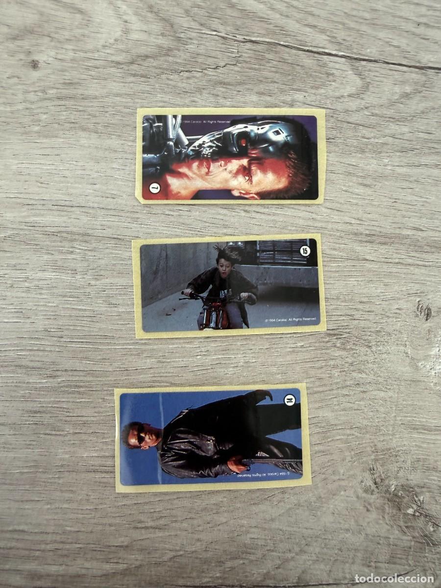 Coleccionismo Cromos antiguos: 3 pegatinas del chicle T2 Terminator 2 de Dunkin