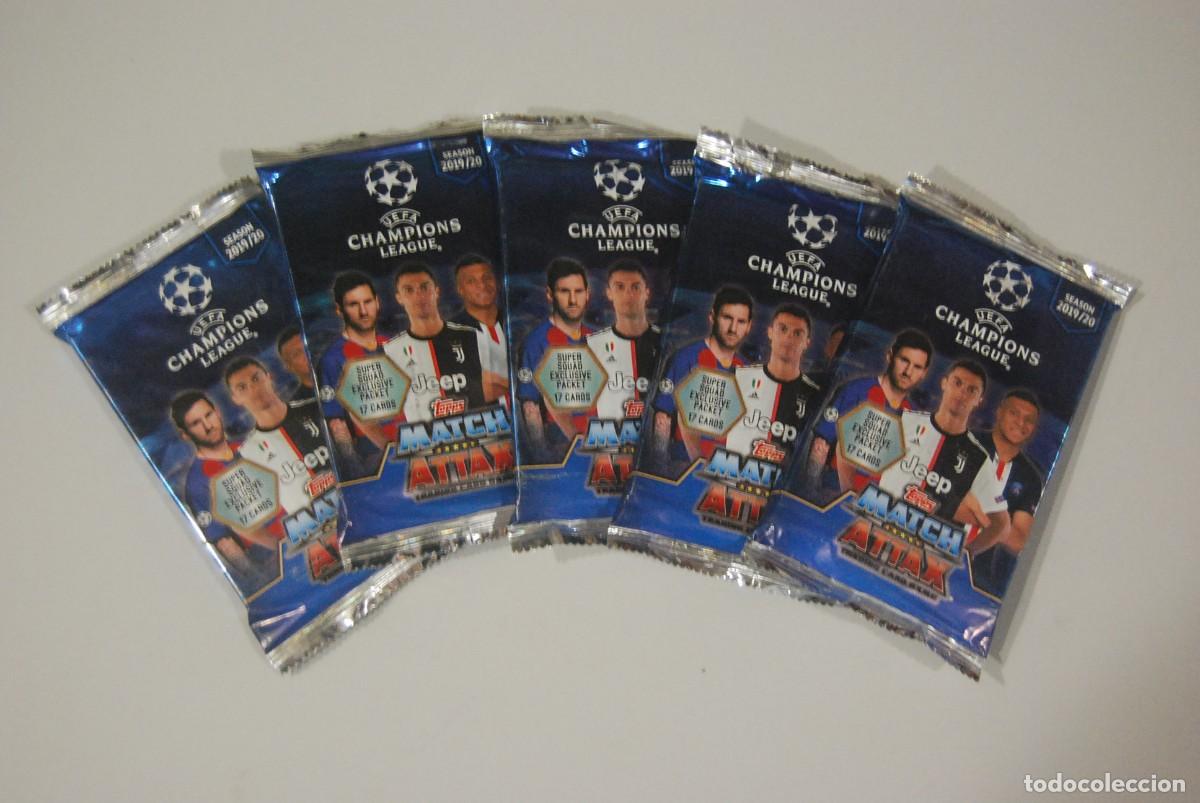 Coleccionismo Cromos antiguos: Lote 5 sobres con 17 cards exclusivo Super Squad Match Attax 2019-20 Topps, MESSI-CRISTIANO-MBAPPE