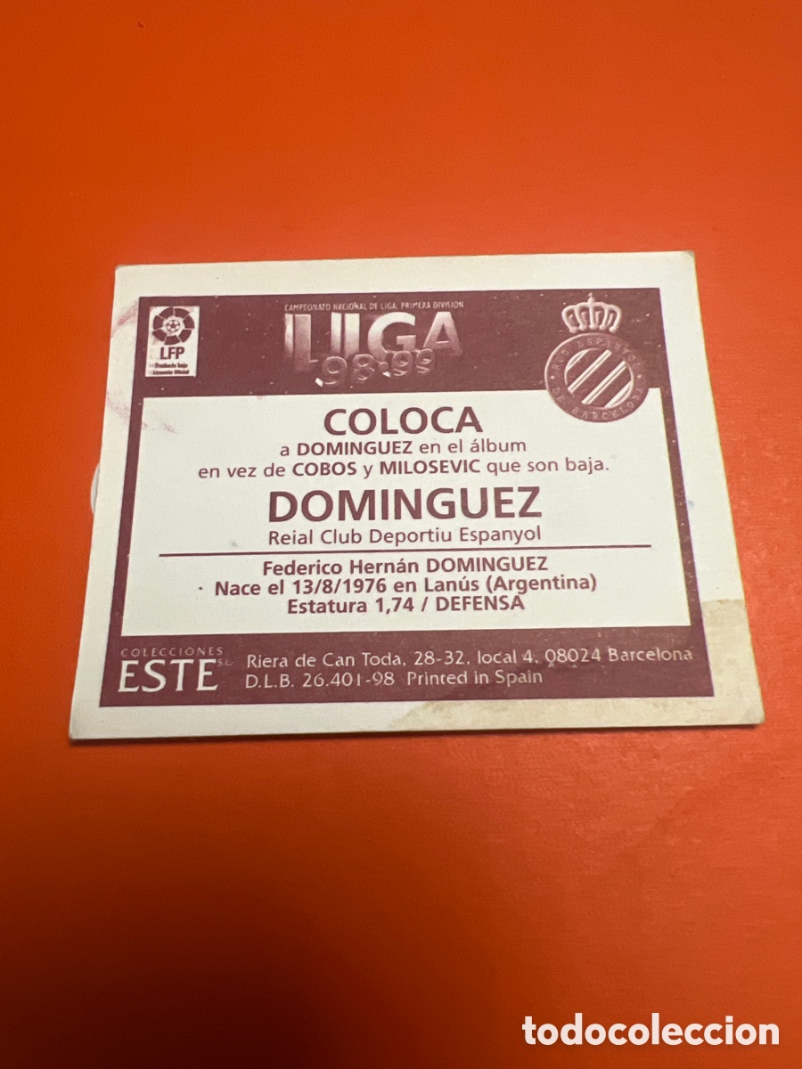Coleccionismo cromos antiguos: 98-99 este coloca Dom&iacute;nguez - Foto 2