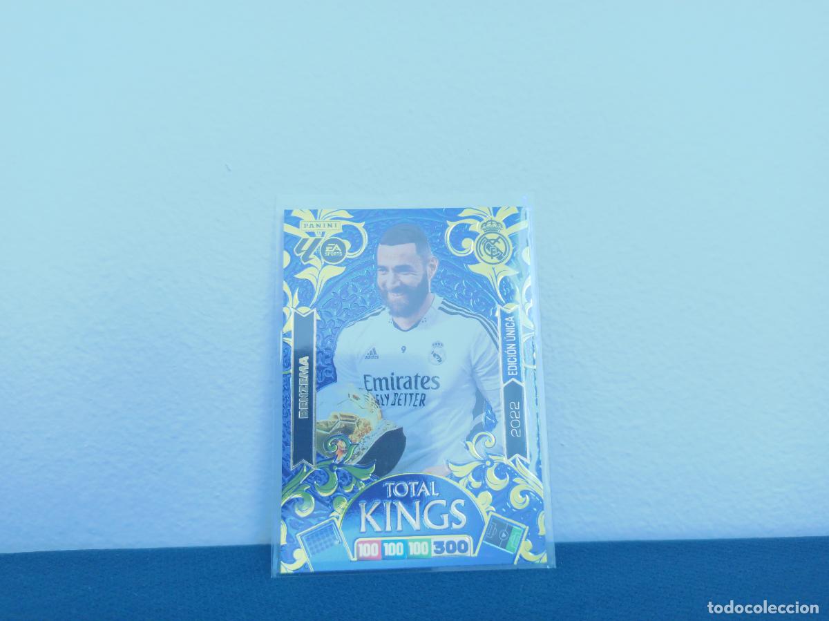 Coleccionismo Cromos antiguos: TOTAL KINGS 2022 EDICION UNICA BENZEMA REAL MADRID CROMO ADRENALYN XL 25 26