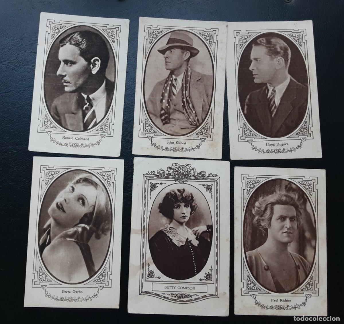 Coleccionismo Cromos antiguos: Lote de 6 cromos artistas de cine mudo en esos a&ntilde;os, serie I, Greta Garbo, Paul Ritcher...