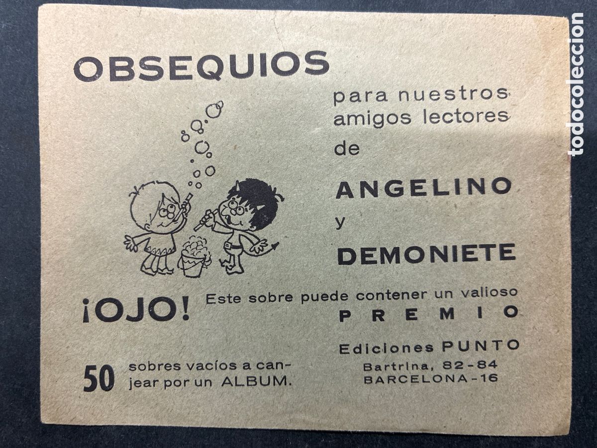 Colecionismo Cromos antigos: SOBRE CROMOS SIN ABRIR ANGELITO Y DEMONIETE