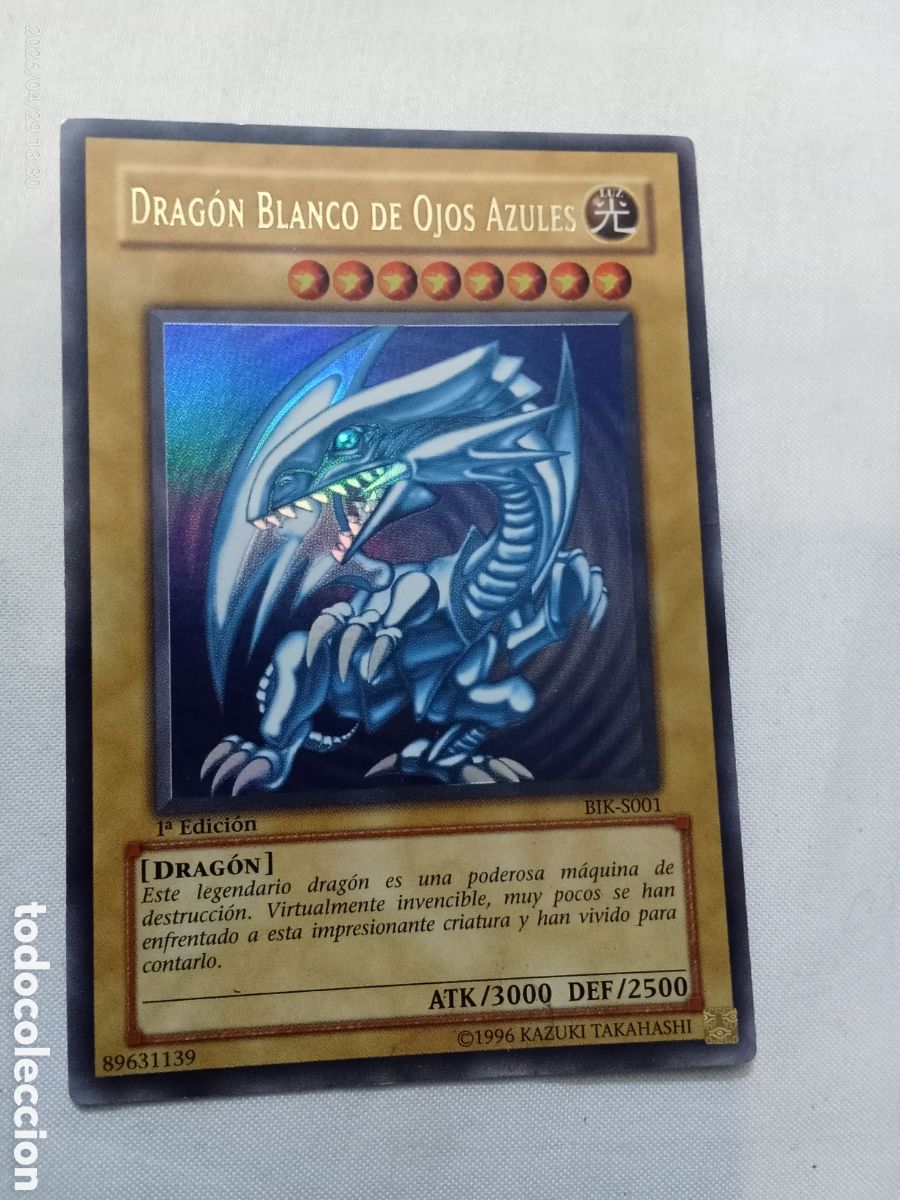 Collezionismo Figurine antiche: Carta yu-gi-oh- drag&oacute;n blanco de ojos azules 1 edici&oacute;n