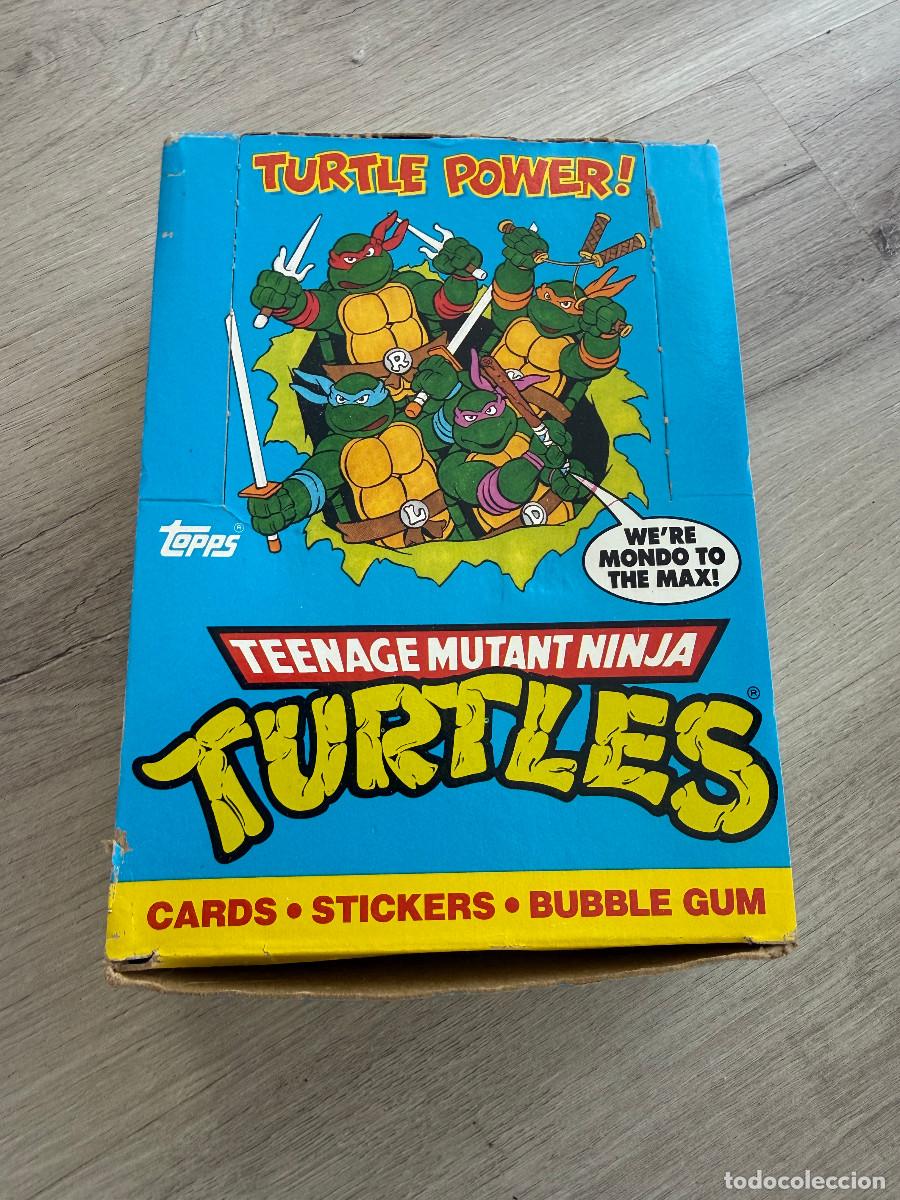 Coleccionismo Cromos antiguos: Caja vac&iacute;a - chicles Tortugas Ninja de Topps - azul