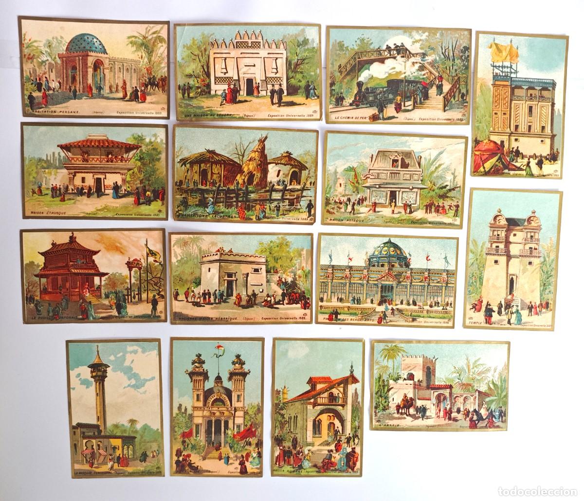 Coleccionismo Cromos antiguos: Cromos franceses antiguos &ndash; Exposici&oacute;n Universal Par&iacute;s 1889 &ndash; 15 Cromolitograf&iacute;as &ndash; Conjunto de eph