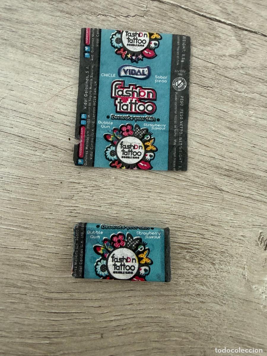 Coleccionismo Cromos antiguos: Envoltorio y chicle Fashion Tattoo de Vidal