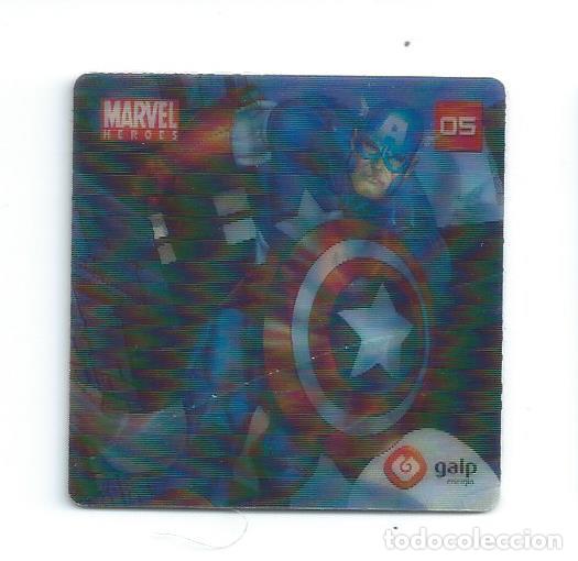 Coleccionismo Cromos antiguos: MARVEL HEROES AXTION FLIX GALP. N&ordm; 5 (DE 24) CAPITAN AMERICA . LENTICULAR 3D