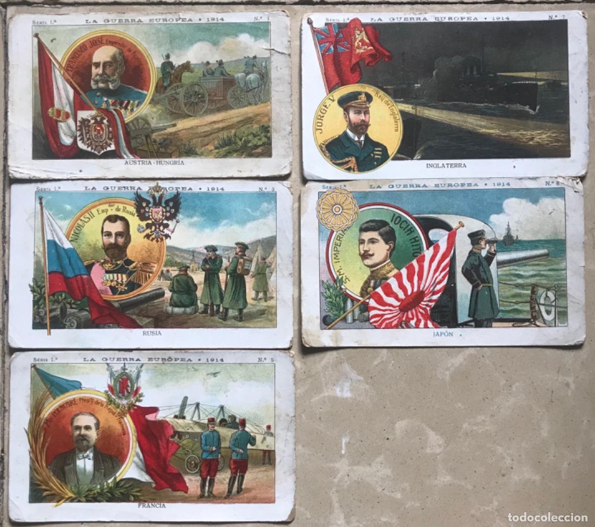 Coleccionismo Cromos antiguos: 5 CROMOS - LA GUERRA EUROPEA 1914 , Serie 1&ordf; - CHOCOLATE AMATLLER, BARCELONA - Leer descripci&oacute;n