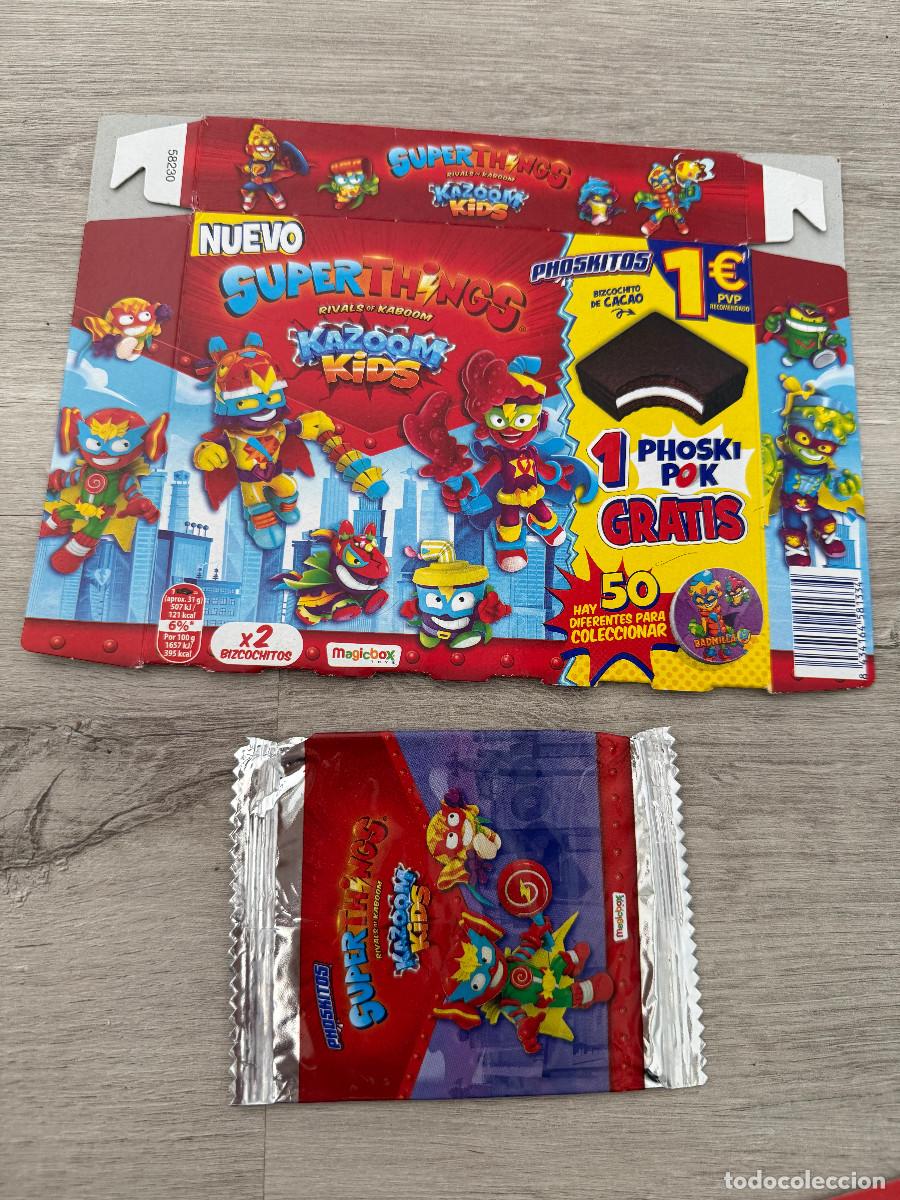 Coleccionismo Cromos antiguos: Caja Vac&iacute;a Super Things de Phoskitos + envoltorio