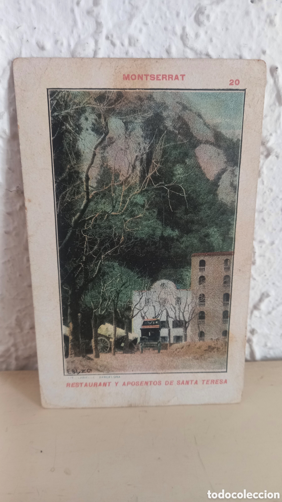 Coleccionismo Cromos antiguos: Antiguo cromo litogr&aacute;fico MONTSERRAT. Restaurant y Aposentos de Santa Teresa. Ver reverso