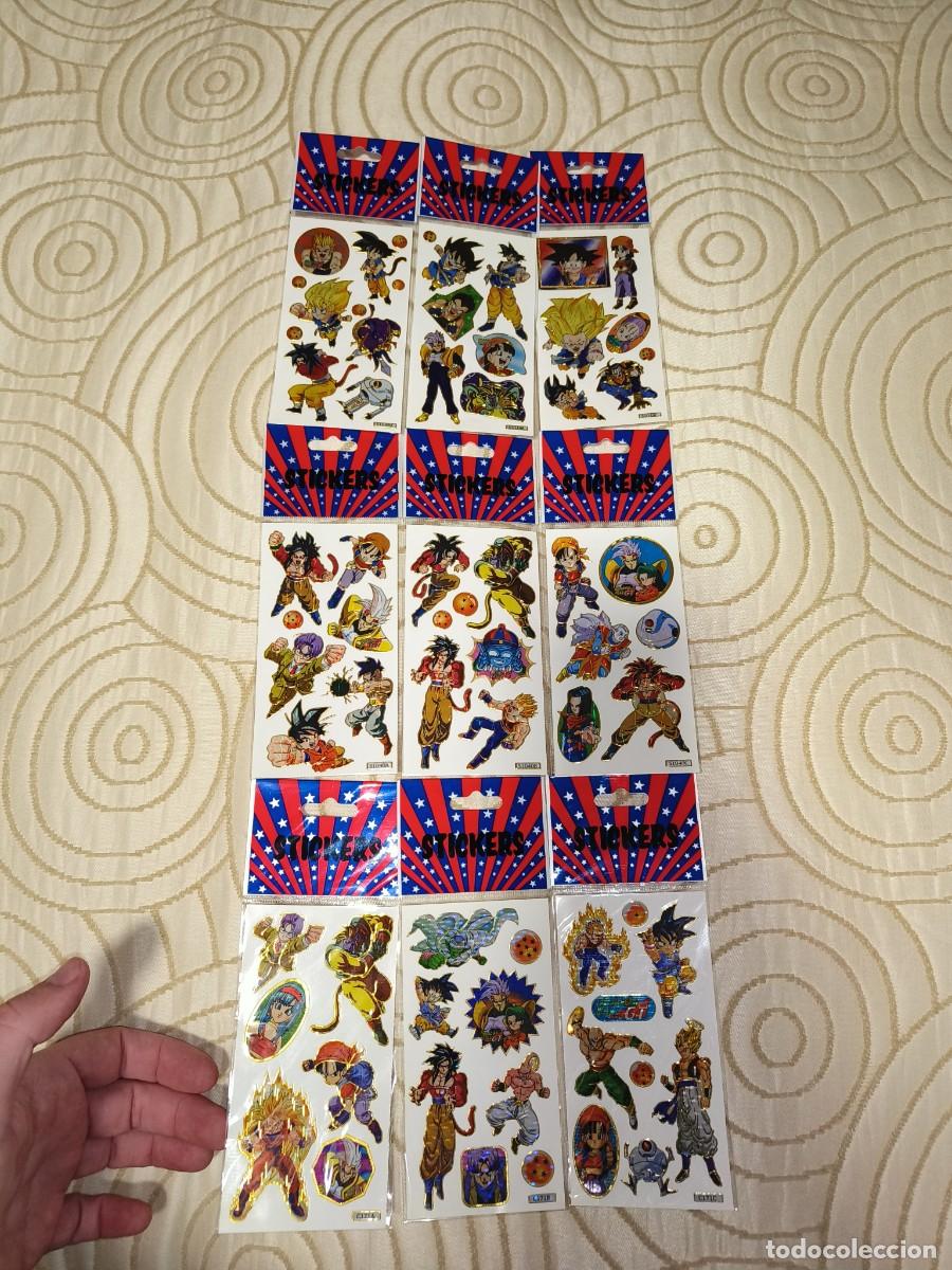Coleccionismo Cromos antiguos: Coleccion completa 9 pliegos stickers a&ntilde;os 90 2000 Dragon ball Bola de Dragon Goku pegatinas