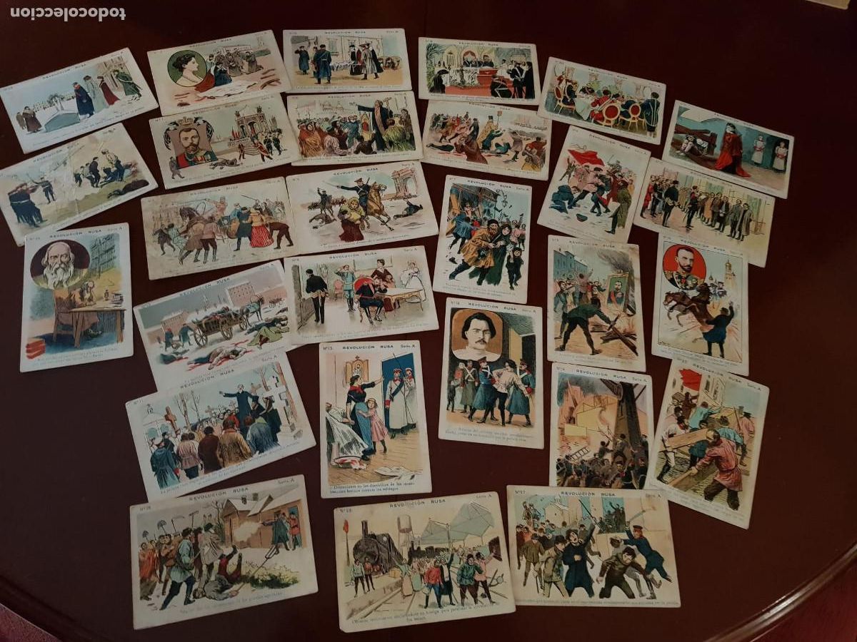 Coleccionismo Cromos antiguos: LOTE DE 28 CROMOS-CHOCOLATE PI-REVOLUCION RUSA-28 CROMOS DEL 1 AL 28