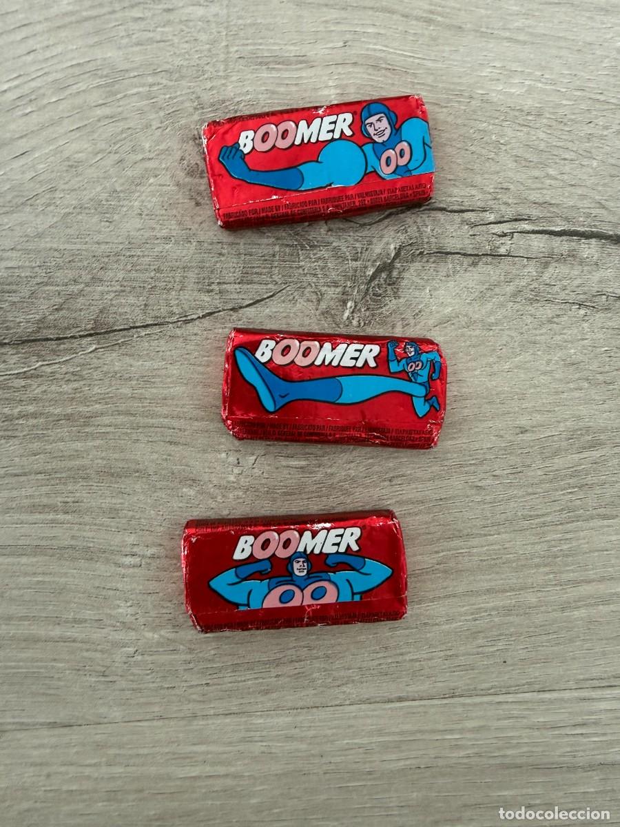 Coleccionismo Cromos antiguos: 3 chicles cerrados sin abrir - Boomer de fresa