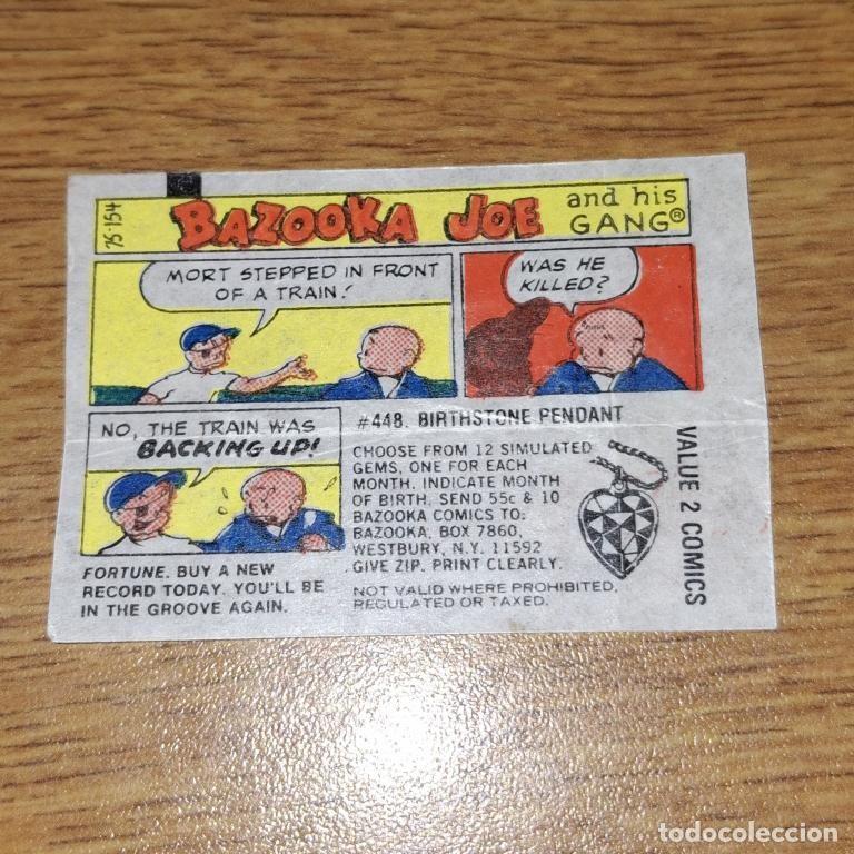 Coleccionismo Cromos antiguos: Antiguo Envoltorio de Chicles Chicle Bazooka Joe and his Gang. Mort y tren 1976
