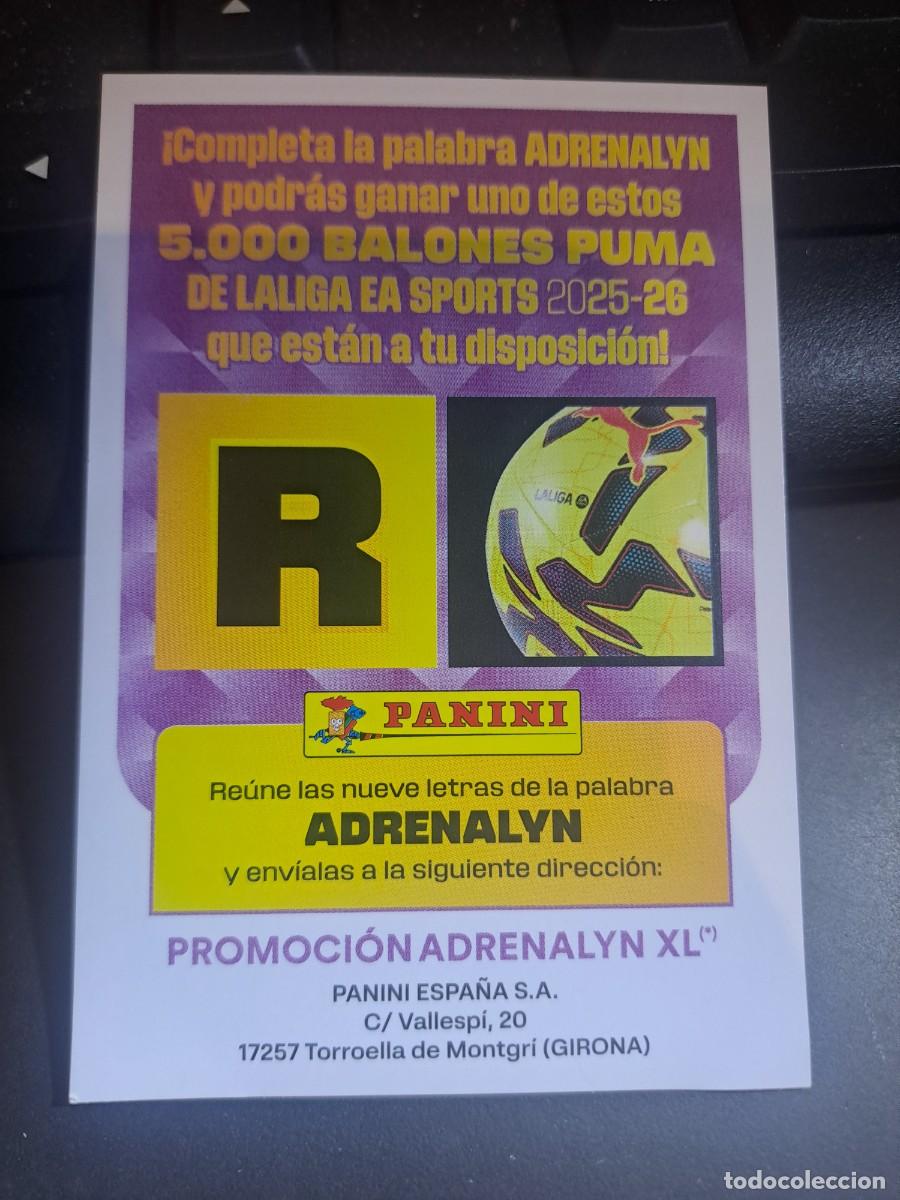 Coleccionismo Cromos antiguos: ADRENALYN XL GRAN PROMOCION BALON LETRA R CROMO LIGA 2025 2026 25 26 PANINI