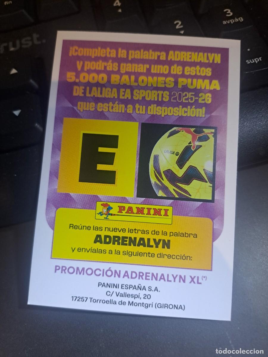 Coleccionismo Cromos antiguos: ADRENALYN XL GRAN PROMOCION BALON LETRA E CROMO LIGA 2025 2026 25 26 PANINI