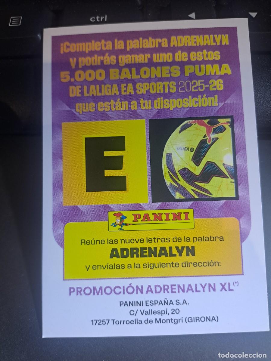 Coleccionismo Cromos antiguos: ADRENALYN XL GRAN PROMOCION BALON LETRA E CROMO LIGA 2025 2026 25 26 PANINI