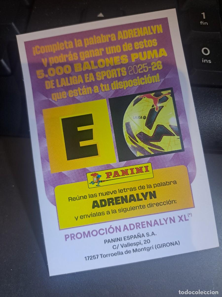 Coleccionismo Cromos antiguos: ADRENALYN XL GRAN PROMOCION BALON LETRA E CROMO LIGA 2025 2026 25 26 PANINI