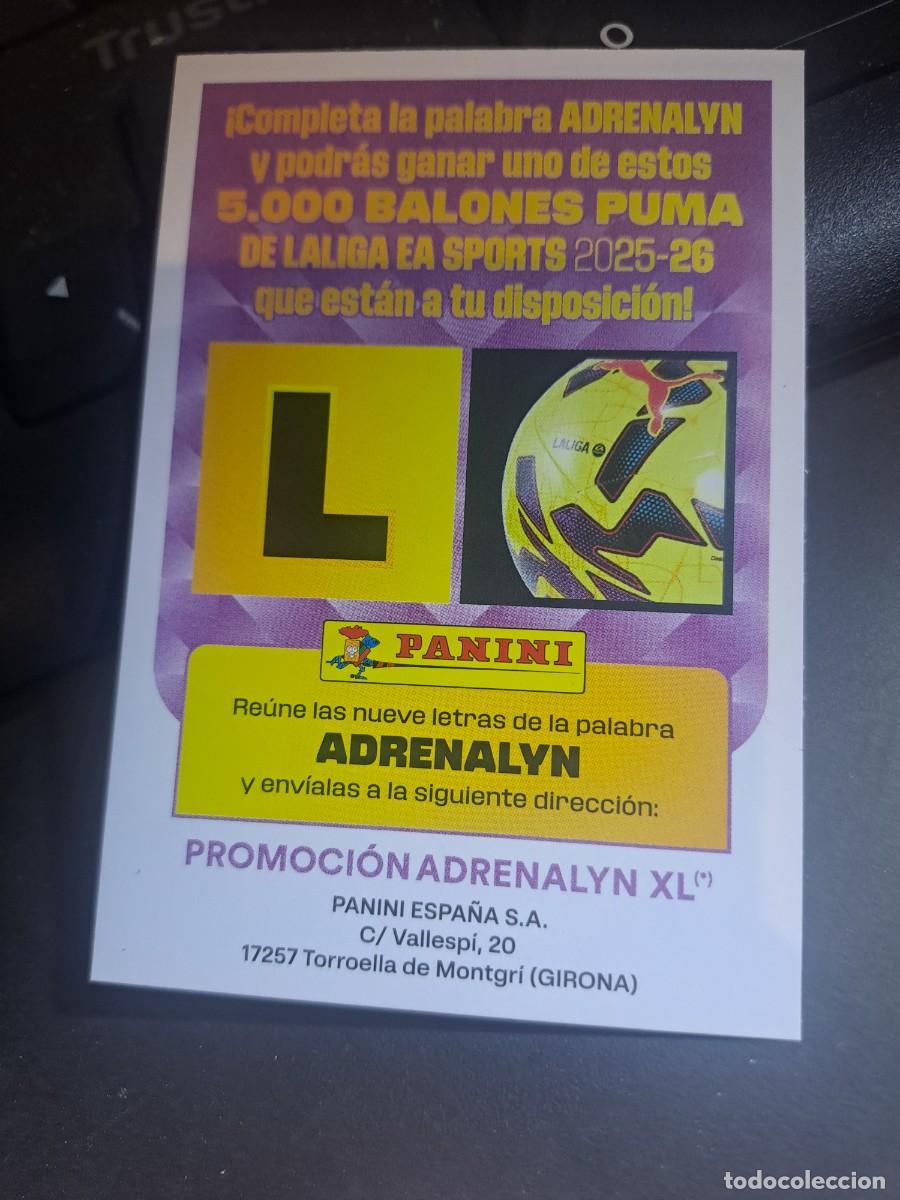 Coleccionismo Cromos antiguos: ADRENALYN XL GRAN PROMOCION BALON LETRA L CROMO LIGA 2025 2026 25 26 PANINI
