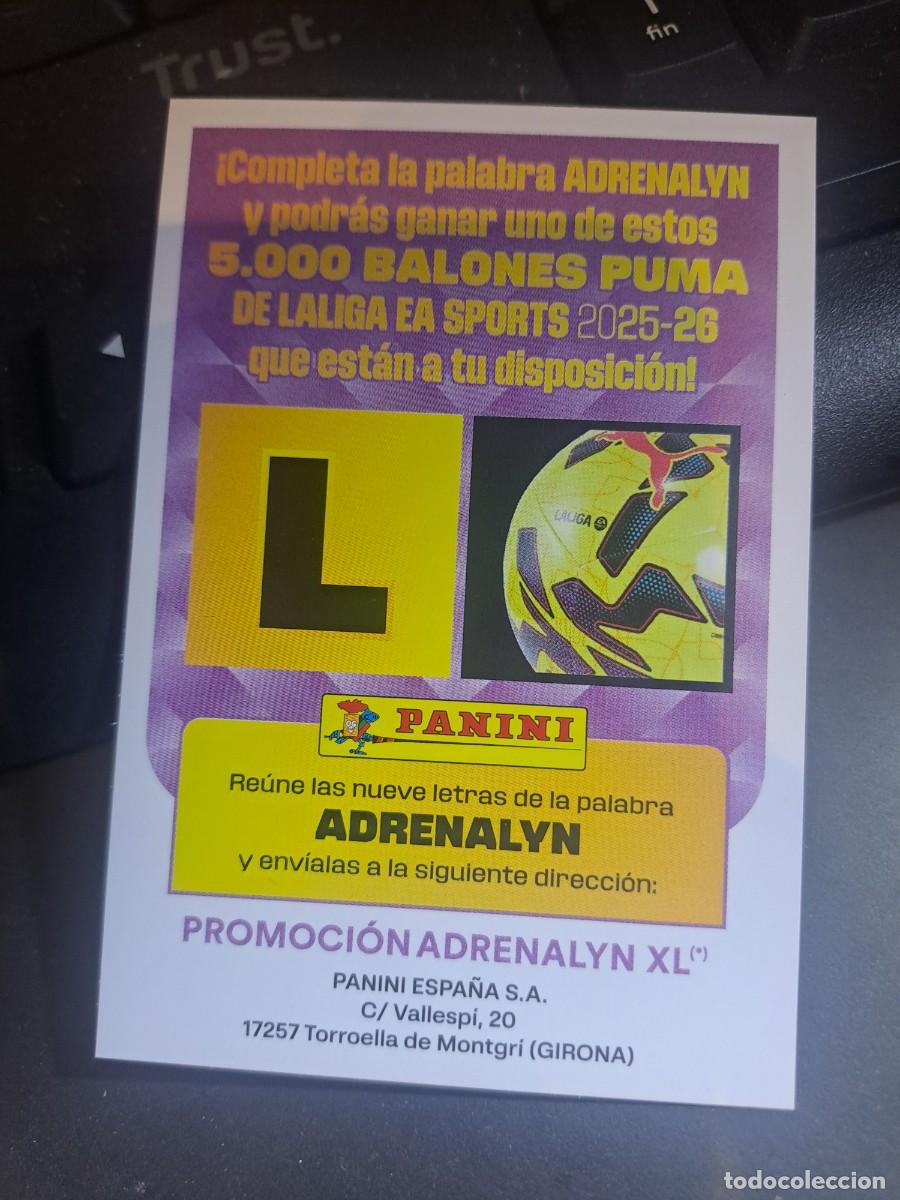 Coleccionismo Cromos antiguos: ADRENALYN XL GRAN PROMOCION BALON LETRA L CROMO LIGA 2025 2026 25 26 PANINI