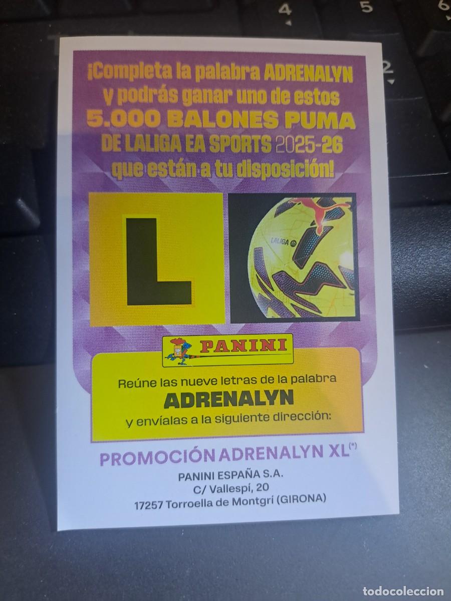 Coleccionismo Cromos antiguos: ADRENALYN XL GRAN PROMOCION BALON LETRA L CROMO LIGA 2025 2026 25 26 PANINI
