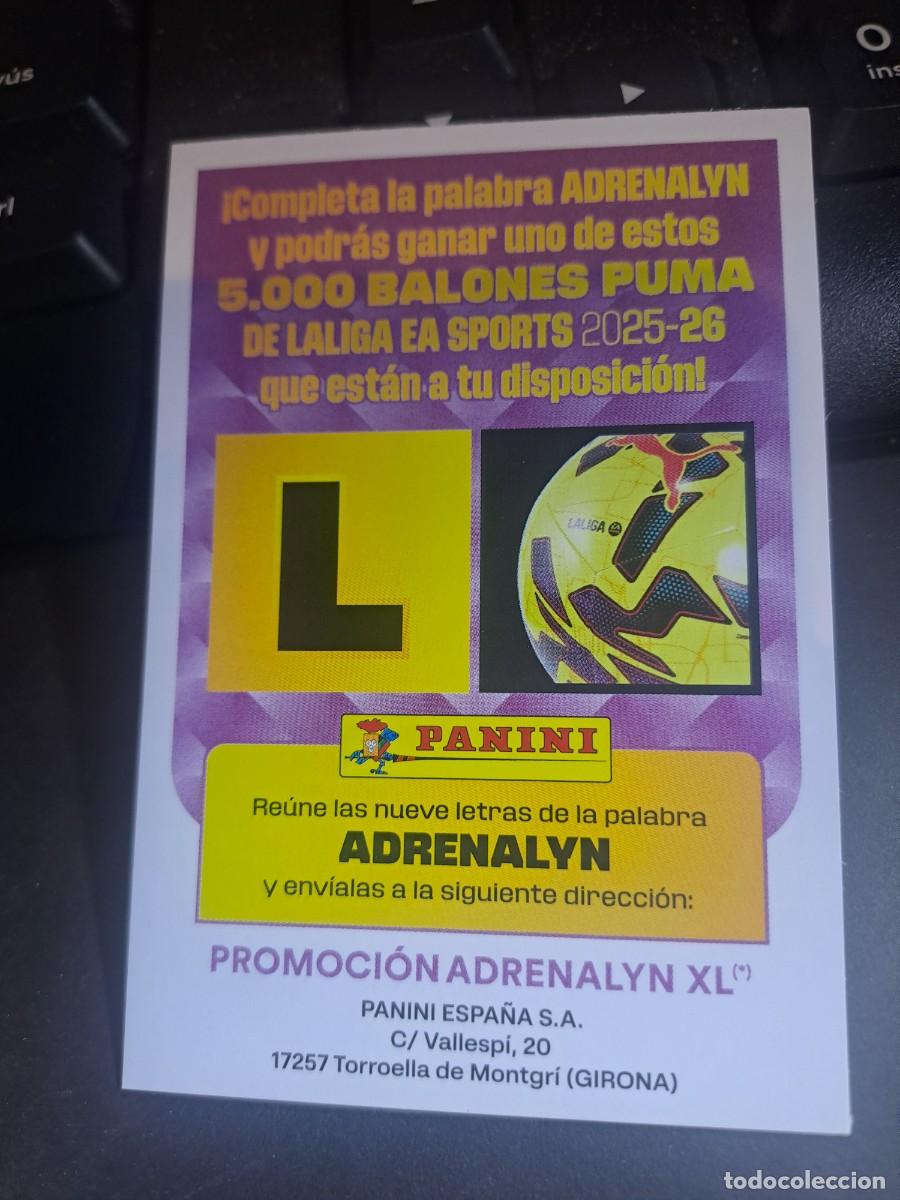 Coleccionismo Cromos antiguos: ADRENALYN XL GRAN PROMOCION BALON LETRA L CROMO LIGA 2025 2026 25 26 PANINI