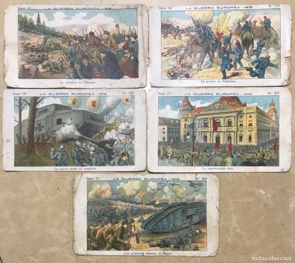 Coleccionismo Cromos antiguos: 5 CROMOS - LA GUERRA EUROPEA 1918, Serie 18 - CHOCOLATE AMATLLER, BARCELONA - Leer descripci&oacute;n