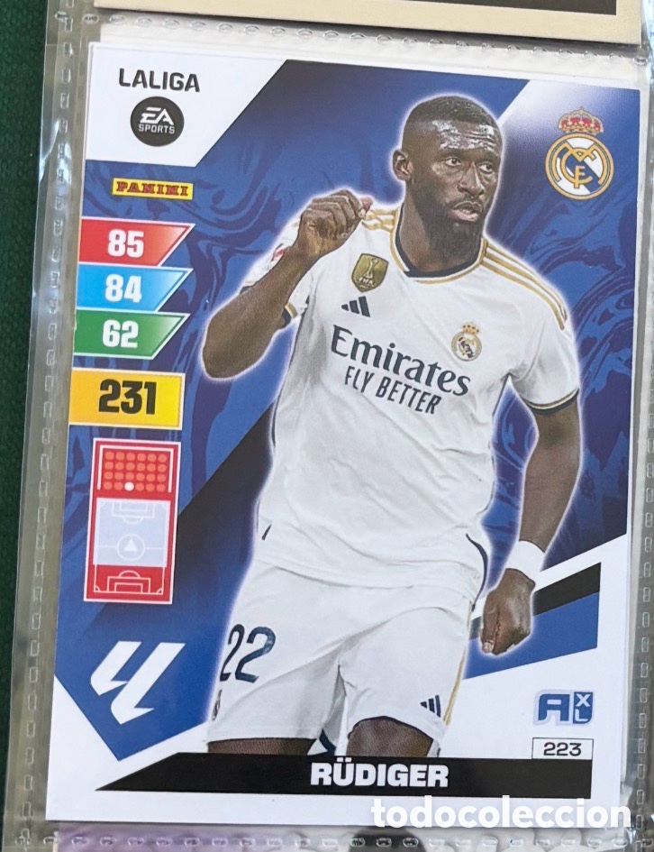 Coleccionismo Cromos antiguos: RUDIGER REAL MADRID ADRENALYN XL CARTA CROMO 2023 2024