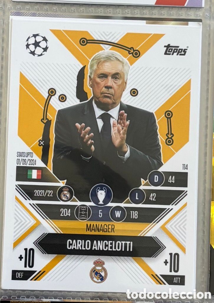 Coleccionismo Cromos antiguos: TOPPS MATCH ATTAX 24-25 EXTRA : 114 ANCELOTTI ( REAL MADRID ) -- MANAGER --