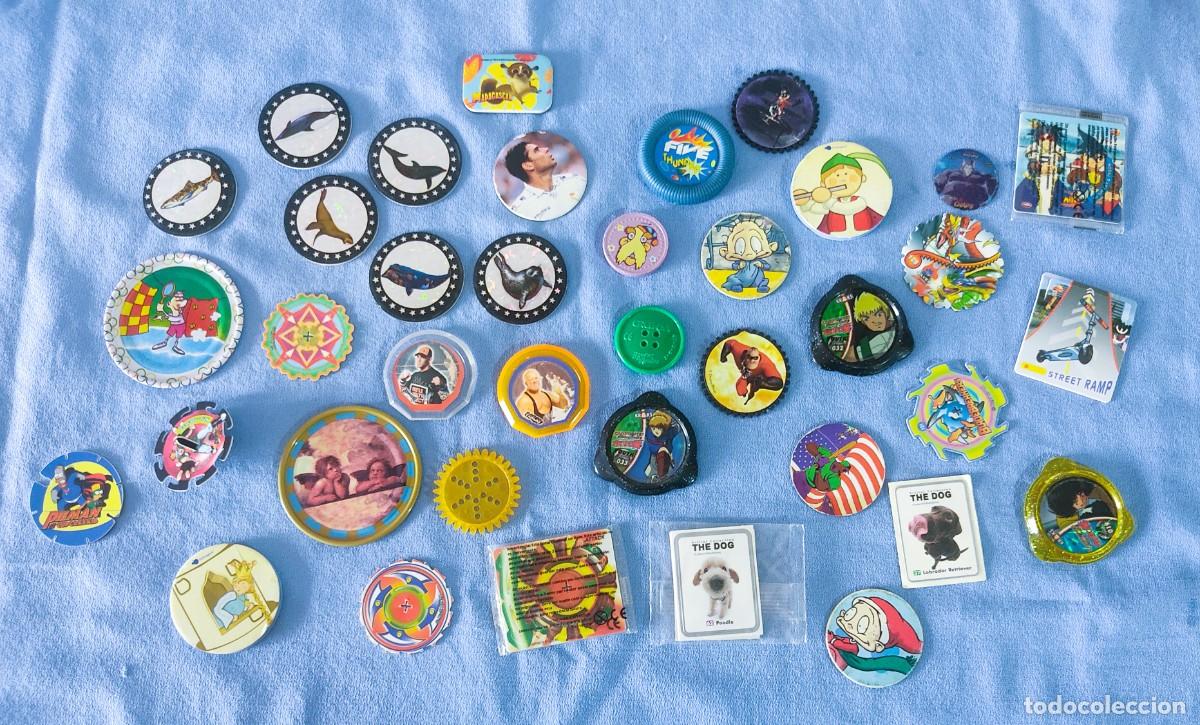 Coleccionismo Cromos antiguos: LOTE DE TAZOS DIFERENTES SERIES Y EPOCAS
