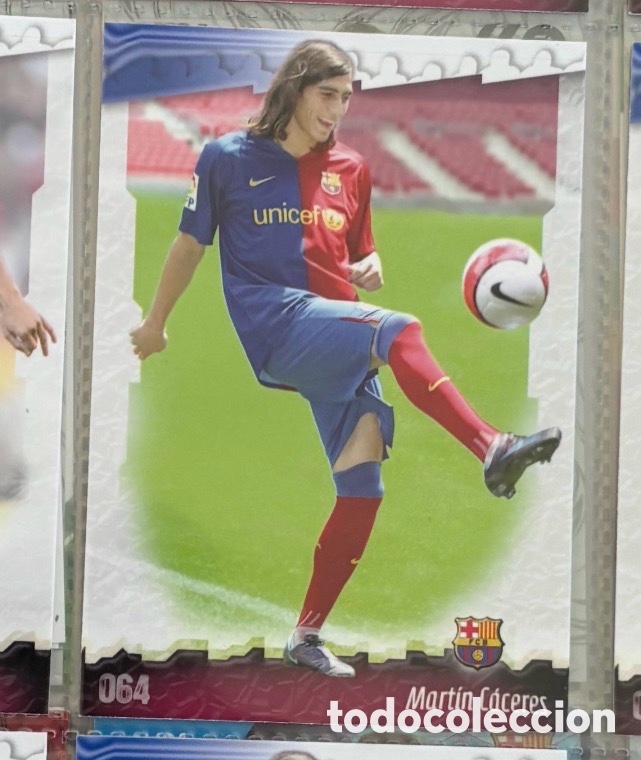 Coleccionismo Cromos antiguos: MARTIN CACERES F.C. BARCELONA CROMOS ALBUM MUNDICROMO FICHAS LIGA 2008-2009 08-09