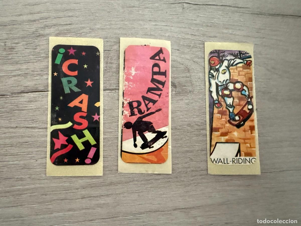 Coleccionismo Cromos antiguos: 3 pegatinas cromos de los chicles Skate - Dunkin