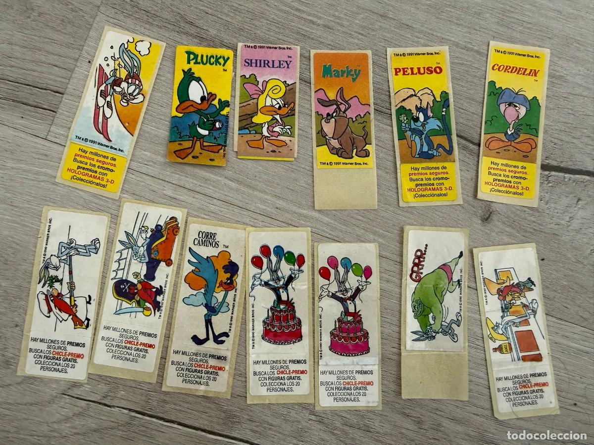 Coleccionismo Cromos antiguos: 13 pegatinas chicle Looney Tunes de Warner - Sonrics - Tiny Toons