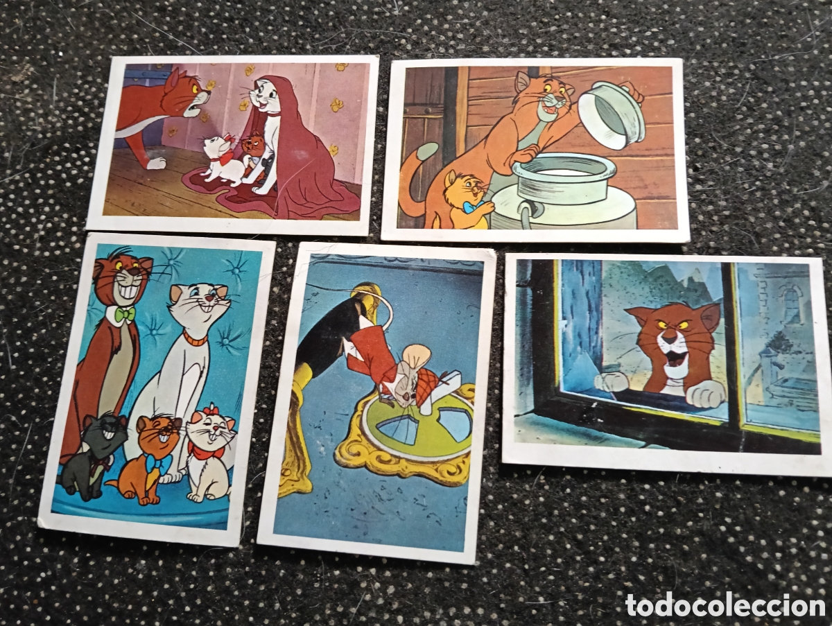 Coleccionismo Cromos antiguos: Lote de 5 cromos LOS ARISTOGATOS, sin pegar n&deg; 85-165-179-189-203