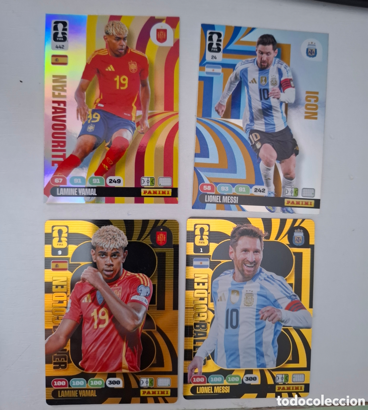 Coleccionismo Cromos antiguos: Lote Lamine Yamal Messi adrenalyn mundial 2026 bal&oacute;n oro icon