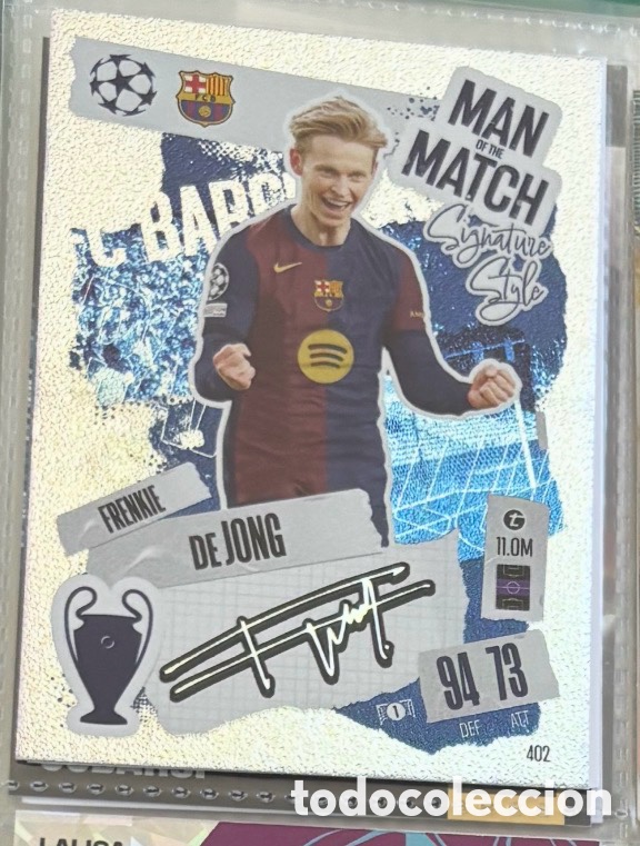 Coleccionismo Cromos antiguos: Frenkie de Jong Jugador del Partido Match Attax Topps 2024 2025 Man of the match