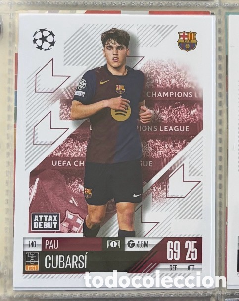 Coleccionismo Cromos antiguos: PAU CUBARSI Topps UEFA Champions League Match Attax 2024 2025 carta FC BARCELONA